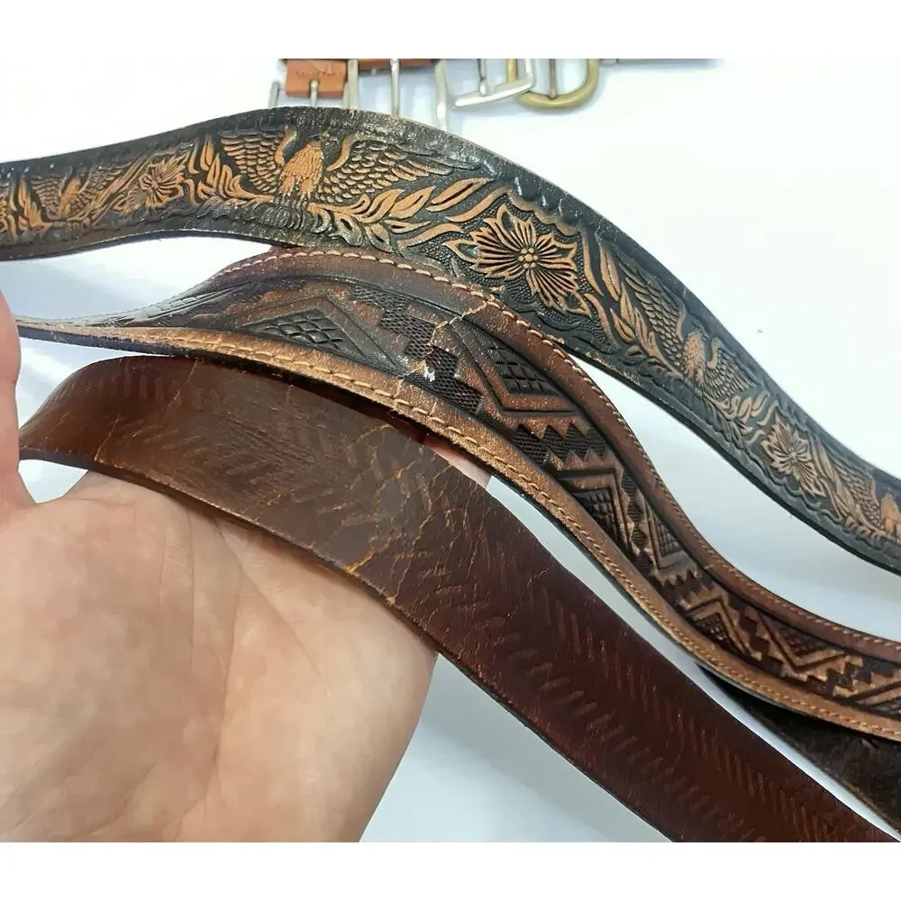Leather Belt Lot Of 10 Western Embossed Tooled Dress Italy Mexico RESALE/REPAIR